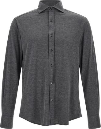 Brunello Cucinelli Camisa de Botones Manga Larga - Shirts - Hombre - Gris - XL