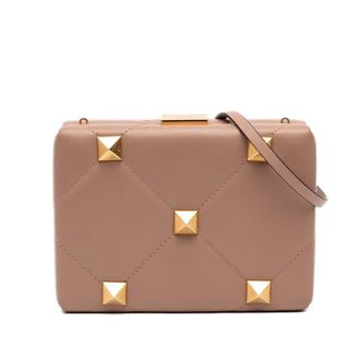 Valentino Pre-owned Valentino Calfskin Roman Stud Box Clutch on Strap Ladies ZAD6ZDSBL7YY3FZT