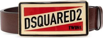 Dsquared2 Logo Plaque Riem - Heren - Riemen - Bruin - 85 CM - Leer - Accessoires