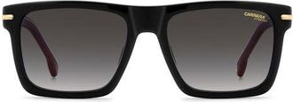 Carrera 55mm Gradient Rectangular Flat Top Sunglasses in Black Red/Dark Grey Sf at Nordstrom