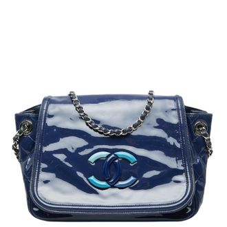 Chanel Navy Patent Leather Shoulder Bag Tote Bag (Pre-Owned)