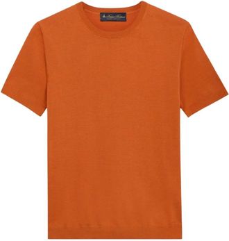 Brooks Brothers Katoenen Gebreide Top - Dames - Ronde hals truien - Oranje - M - Katoen - Truien & Vesten