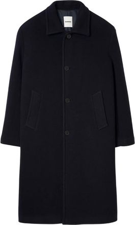 Sandro button-fastening wool coat - Blue