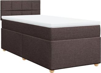 vidaXL Vidaxl - Cama Box Spring Con Colch&oacute;n Tela Marr&oacute;n Oscuro 90x200 Cm