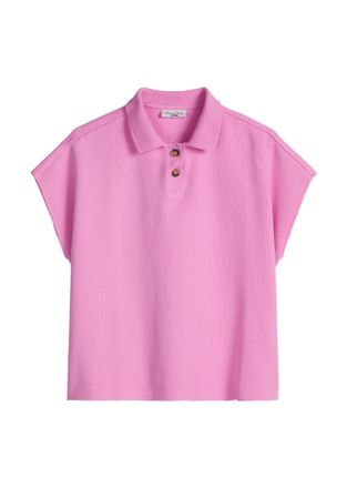Marc O'Polo Denim Poloshirt MARC OPOLO DENIM, Damen, Gr. XL, pale bubblegum, Jersey, Obermaterial: 100% Baumwolle, relaxed fit normal, Shirts Poloshirt, &auml;rmellos wide a
