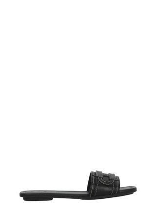 Hogan Black H685 Suede Mask Sandals