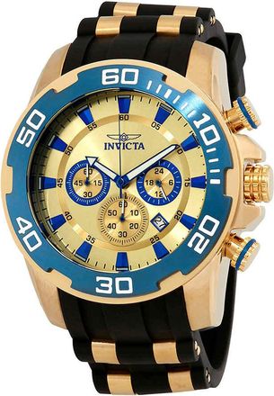 Invicta Pro Diver Chronograph Gold Dial Mens Watch 22343