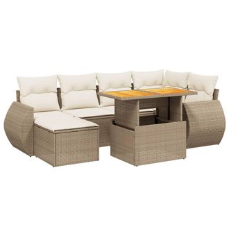 vidaXL Vidaxl - Set Divani Da Giardino 7 Pz Con Cuscini Beige In Polyrattan