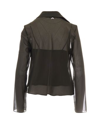 Patrizia Pepe Georgette Cascading Neckline Blouse - Green