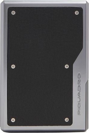 Piquadro Accessoires, Heren, Zwart, ONE Size, Leer, Mag Safe Kaarthouder in Aluminium en Leer