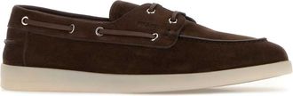 Prada Mens Suede Boat Shoe Loafer Brown
