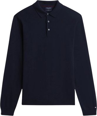Tommy Hilfiger NY Merino L/S Polo - Heren - Polos - Blauw - XL - Wol - Tops