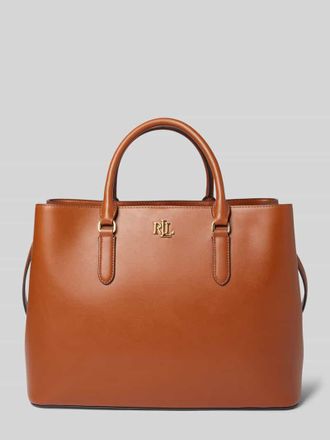 Lauren Ralph Lauren Lederhandtasche mit Label-Applikation Modell MARCY in Cognac, Gr&ouml;&szlig;e 1