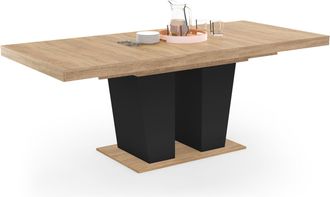 IDMarket Eliad Tavolo Da Pranzo Rettangolare Allungabile 6-10 Persone Legno E Nero 160-200 Cm
