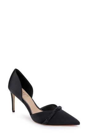 Badgley Mischka Zoey dOrsay Pump in Black Satin at Nordstrom, Size 9.5