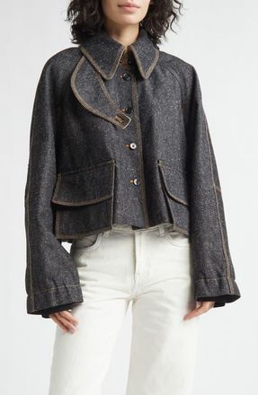 Nackiy&eacute; Precious Cargo Denim Crop Jacket in Indigo Raw at Nordstrom, Size 6 Us