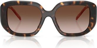 Tory Burch 54mm Irregular Sunglasses in Dark Tortoise /Gradient Brown at Nordstrom
