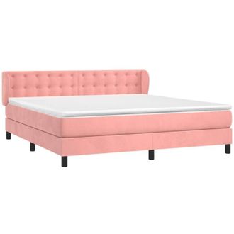 vidaXL Vidaxl - Cama Box Spring Con Colch&oacute;n Terciopelo Rosa 180x200 Cm
