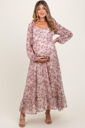 Pinkblush Floral Floral Chiffon Maxi Dress in Mauve at Nordstrom, Size Medium