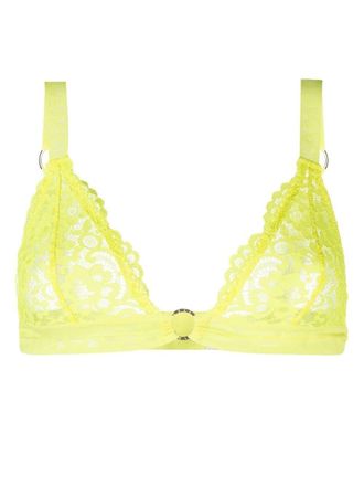Stella McCartney Reggiseno in pizzo a fiori con anello - Giallo