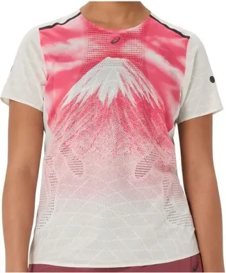 Asics Fujitrail Elite Graphic S/S Top Laufshirt f&uuml;r Damen | rosa