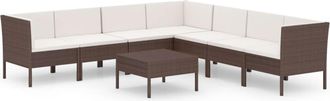 vidaXL Set Muebles De Jard&iacute;n 8 Pzas Y Cojines Rat&aacute;n Sint&eacute;tico Marr&oacute;n Vidaxl