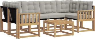 vidaXL Conjunto De Sof&aacute;s De Exterior 7 Uds. Blanco Y Gris Claro Vidaxl