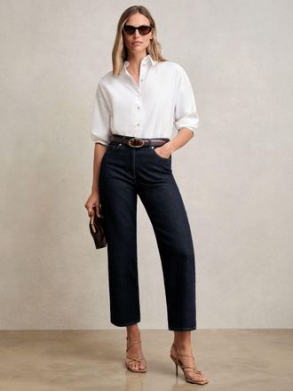 Reiss Dark Blue Petite Mid-rise Straight-leg Jeans, 30