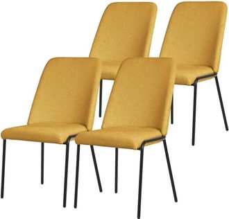 ML Design Ml-design Juego De 4x Sillas De Comedor En Color Mostaza, Poli&eacute;ster Tapizado Con Patas De Metal Asiento Acolchado Con Respaldo Dise&ntilde;o Atemporal Mueble