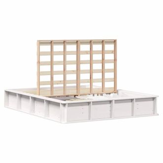 Berkfield Home White Bed Frame with Lift-Up Storage - White, 150 x 200cm, Solid Pine | Size: 150 x 200 cm