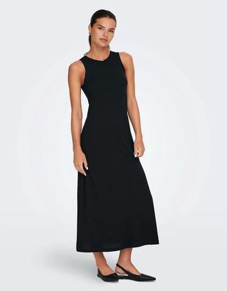 Only Womens May Logo Print Crew Neck Maxi A-Line Dress - Black - Size: 12