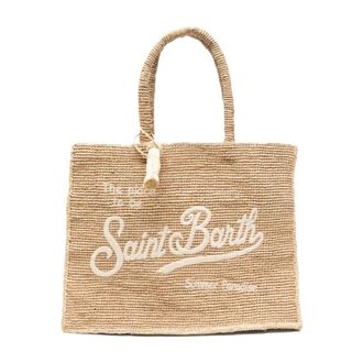 MC2 Saint Barth Tote Bags, female, Beige, Size: ONE SIZE Vanity Border Raffia Shoulder Bag