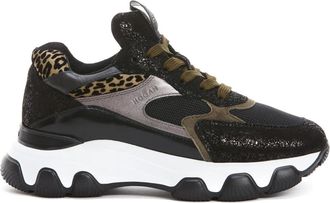 Hogan Zwarte Animalier Sneakers - Dames - Sneakers - Zwart - 35 EU - Leer - Schoenen