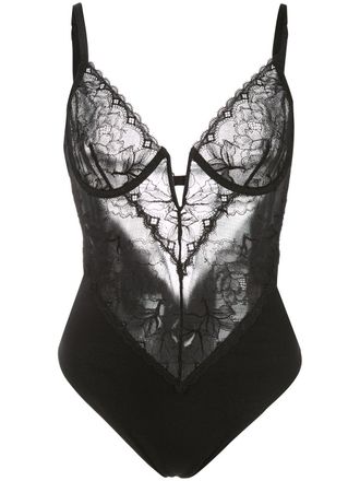 Fleur du Mal Gardenia lace bodysuit - Black