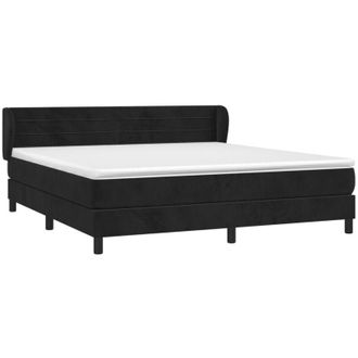 vidaXL Cama Box Spring Con Colch&oacute;n Terciopelo Negro 160x200 Cm Vidaxl