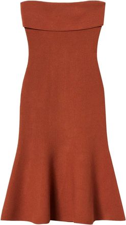 Twin-Set Abito midi svasato senza spalline - Marrone