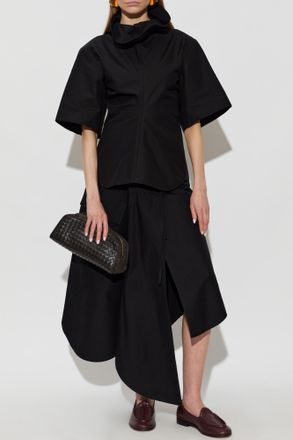 Bottega Veneta Asymmetrical Skirt, Womens, Black