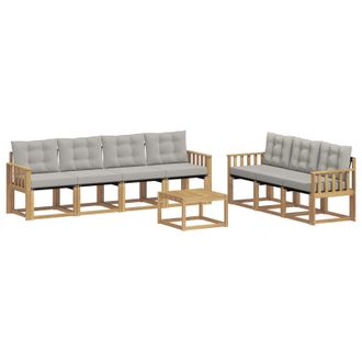 vidaXL Conjunto De Sof&aacute;s De Exterior 8 Pcs Blanco Y Gris Claro Vidaxl