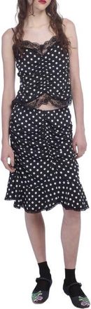 Anna Sui Polka Dot Ruched Skirt in Black Multi at Nordstrom, Size 10