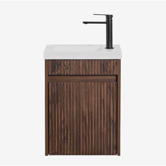 Sklum Conjunto De Mueble De Ba&ntilde;o Suspendido En Madera Con Lavabo Integrado Narek Sklum