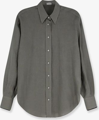 Brunello Cucinelli Camicia in lino con dettaglio Monile - BRUNELLO CUCINELLI - gender_Woman