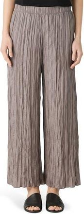Eileen Fisher Crinkled Silk Wide Leg Pants in Cocoa at Nordstrom Rack, Size Medium