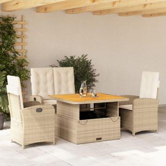 vidaXL Set De Comedor Jard&iacute;n Con Cojines 4 Pzas Rat&aacute;n Sint&eacute;tico Beige Vidaxl