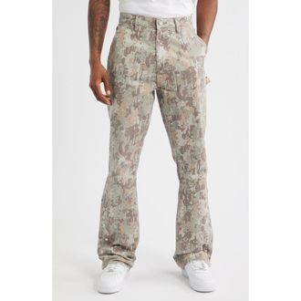 Purple Logo Camo Snap Hem Cotton Twill Carpenter Pants in Multi at Nordstrom Rack, Size 32