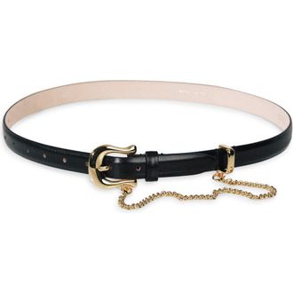 D&eacute;hanche Luzia Chain Leather Belt in Black/Gold at Nordstrom, Size X-Small