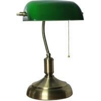 OEM L&aacute;mpara De Mesa Led Vintage De Cristal Verde Con Interruptor De Cadena - L&aacute;mpara De Escritorio De Estilo Retro Para Interiores - Portal&aacute;mparas Con Dif