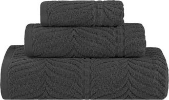 Superior Zero Twist Cotton Elegant Chevron Soft Absorbent 3Pc Jacquard Towel Set