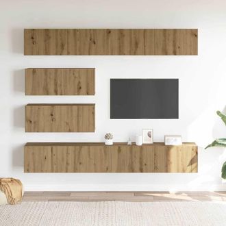 Berkfield Home Classic 6 Piece TV Cabinet Set Wall-mounted Artisan Oak Engineere in Brown