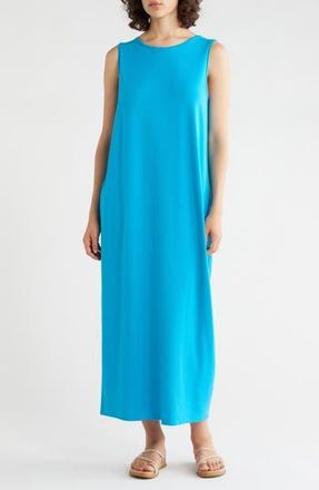 Eileen Fisher Round Neck Oval Stretch Sleeveless Midi Dress in Deep Blue at Nordstrom Rack, Size Xx-Small