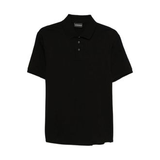 Emporio Armani Polo met Korte Mouwen en Knoopsluiting - Heren - Polos - Zwart - L - Katoen - Tops